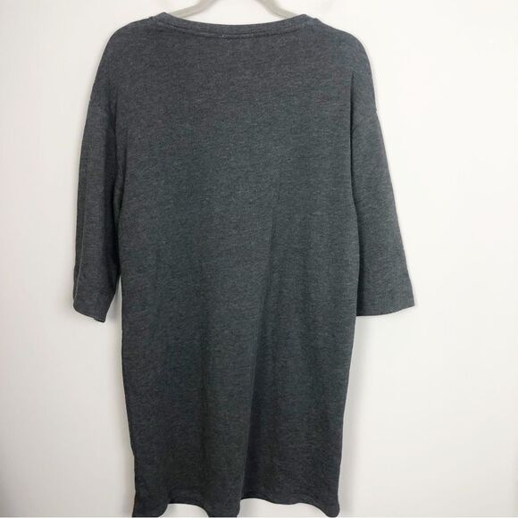 ZARA | Gray Sweatshirt Shift Dress Yellow White Side Stripe Women’s Size Medium - Picture 8 of 9